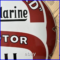 Vintage Standard Motor Oil Polarine Gas 12 Inch Convex Porcelain Enamel Sign