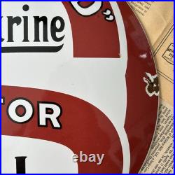 Vintage Standard Motor Oil Polarine Gas 12 Inch Convex Porcelain Enamel Sign