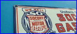 Vintage Standard Oil Co Porcelain Socony Gas Motor Oil Service Pump Plate Sign