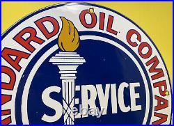 Vintage Standard Oil Indiana Porcelain Sign Motor Oil Gas Pump Plate Gasoline
