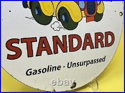 Vintage Standard Oil Porcelain Gas Station Sign Disney Donald Duck Motor Oil