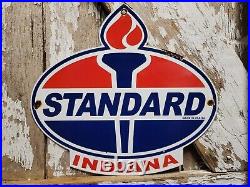 Vintage Standard Oil Sign Indiana Torch Motor Lube Gas Station Service Amoco