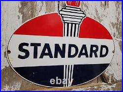 Vintage Standard Oil Sign Torch Motor Lube Gas Station Service Garage Amoco Fuel