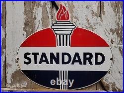 Vintage Standard Oil Sign Torch Motor Lube Gas Station Service Garage Amoco Fuel