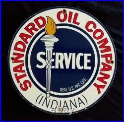 Vintage Standard Oil (indiana) Gasoline / Motor Oil Porcelain Gas Pump Sign