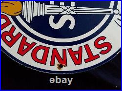 Vintage Standard Oil (indiana) Gasoline / Motor Oil Porcelain Gas Pump Sign