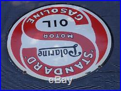 Vintage Standard Polarine Motor Oil 30 Porcelain Metal 2 Sided Gasoline Sign