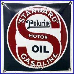 Vintage Standard Polarine Porcelain Sign Gas Station Motor Oil Gasoline Convex