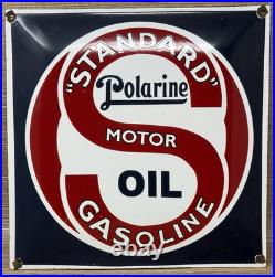 Vintage Standard Polarine Porcelain Sign Gas Station Motor Oil Gasoline Convex