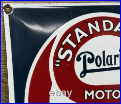 Vintage Standard Polarine Porcelain Sign Gas Station Motor Oil Gasoline Convex