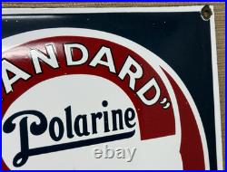 Vintage Standard Polarine Porcelain Sign Gas Station Motor Oil Gasoline Convex