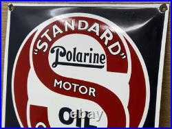 Vintage Standard Polarine Porcelain Sign Gas Station Motor Oil Gasoline Convex