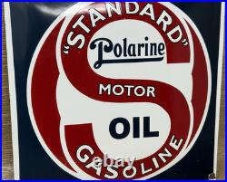 Vintage Standard Polarine Porcelain Sign Gas Station Motor Oil Gasoline Convex