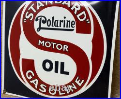 Vintage Standard Polarine Porcelain Sign Gas Station Motor Oil Gasoline Convex