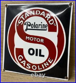 Vintage Standard Polarine Porcelain Sign Gas Station Motor Oil Gasoline Convex