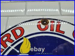 Vintage Standard Porcelain Sign Motor Oil Gas Station Service Pump Plate 12