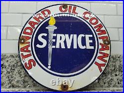 Vintage Standard Porcelain Sign Motor Oil Gas Station Service Pump Plate 12