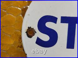 Vintage Standard Porcelain Sign Old Torch Motor Oil Curved Gas Pump Plate Amoco