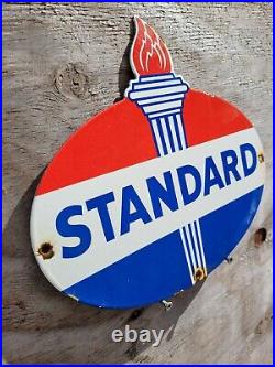 Vintage Standard Porcelain Sign Torch Gas Station American Motor Oil Advertising