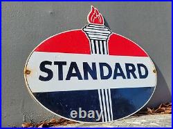 Vintage Standard Porcelain Sign Torch Gas Station American Motor Oil Service