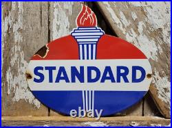 Vintage Standard Porcelain Sign Torch Motor Oil Gas Station Service Amoco 12 Vintage Standard Porcelain Sign Torch Motor Oil Gas Station Service Amoco 12