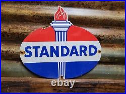 Vintage Standard Porcelain Sign Torch Motor Oil Gas Station Service Amoco 12