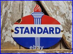 Vintage Standard Porcelain Sign Torch Motor Oil Gas Station Service Amoco 12 Vintage Standard Porcelain Sign Torch Motor Oil Gas Station Service Amoco 12