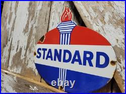 Vintage Standard Porcelain Sign Torch Motor Oil Gas Station Service Amoco 12 Vintage Standard Porcelain Sign Torch Motor Oil Gas Station Service Amoco 12