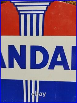 Vintage Standard Porcelain Sign Torch Motor Oil Gas Station Service Amoco 12