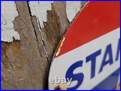 Vintage Standard Porcelain Sign Torch Motor Oil Gas Station Service Amoco 12