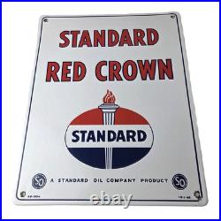 Vintage Standard Red Crown Sign Porcelain Torch Gas Motor Oil Pump Plate Sign
