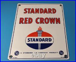 Vintage Standard Red Crown Sign Porcelain Torch Gas Motor Oil Pump Plate Sign