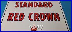 Vintage Standard Red Crown Sign Porcelain Torch Gas Motor Oil Pump Plate Sign