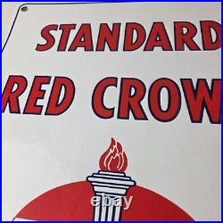 Vintage Standard Red Crown Sign Porcelain Torch Gas Motor Oil Pump Plate Sign