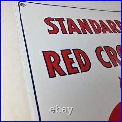 Vintage Standard Red Crown Sign Porcelain Torch Gas Motor Oil Pump Plate Sign