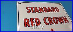 Vintage Standard Red Crown Sign Porcelain Torch Gas Motor Oil Pump Plate Sign