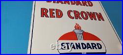 Vintage Standard Red Crown Sign Porcelain Torch Gas Motor Oil Pump Plate Sign