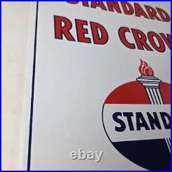 Vintage Standard Red Crown Sign Porcelain Torch Gas Motor Oil Pump Plate Sign