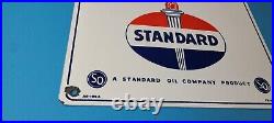 Vintage Standard Red Crown Sign Porcelain Torch Gas Motor Oil Pump Plate Sign