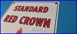 Vintage Standard Red Crown Sign Porcelain Torch Gas Motor Oil Pump Plate Sign