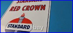 Vintage Standard Red Crown Sign Porcelain Torch Gas Motor Oil Pump Plate Sign