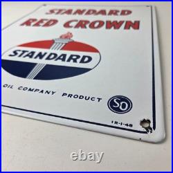 Vintage Standard Red Crown Sign Porcelain Torch Gas Motor Oil Pump Plate Sign