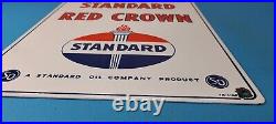 Vintage Standard Red Crown Sign Porcelain Torch Gas Motor Oil Pump Plate Sign