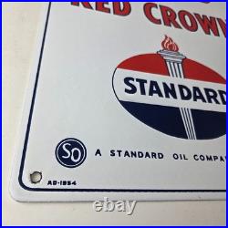 Vintage Standard Red Crown Sign Porcelain Torch Gas Motor Oil Pump Plate Sign