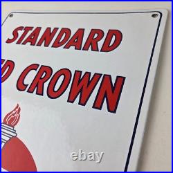 Vintage Standard Red Crown Sign Porcelain Torch Gas Motor Oil Pump Plate Sign