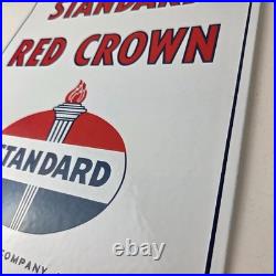 Vintage Standard Red Crown Sign Porcelain Torch Gas Motor Oil Pump Plate Sign