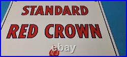 Vintage Standard Red Crown Sign Porcelain Torch Gas Motor Oil Pump Plate Sign