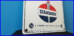 Vintage Standard White Crown Gasoline Porcelain Gas & Motor Oil Service Sign