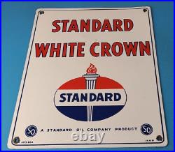 Vintage Standard White Crown Sign Porcelain Torch Gas Motor Oil Pump Sign