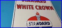 Vintage Standard White Crown Sign Porcelain Torch Gas Motor Oil Pump Sign